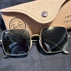 Ray-Ban Gold and Black Square Sunglasses